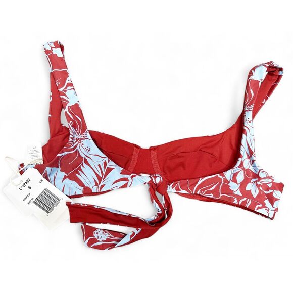L*Space size S Nikita Swim Top Going Tropical Red Blue Tie Back Underwire New - Picture 2 of 7